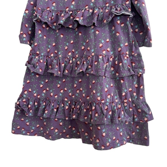 Hanna Andersson 140 Purple Floral Dress Cotton Tired 3/4 Sleeves Girls Size 8 - Picture 2 of 7